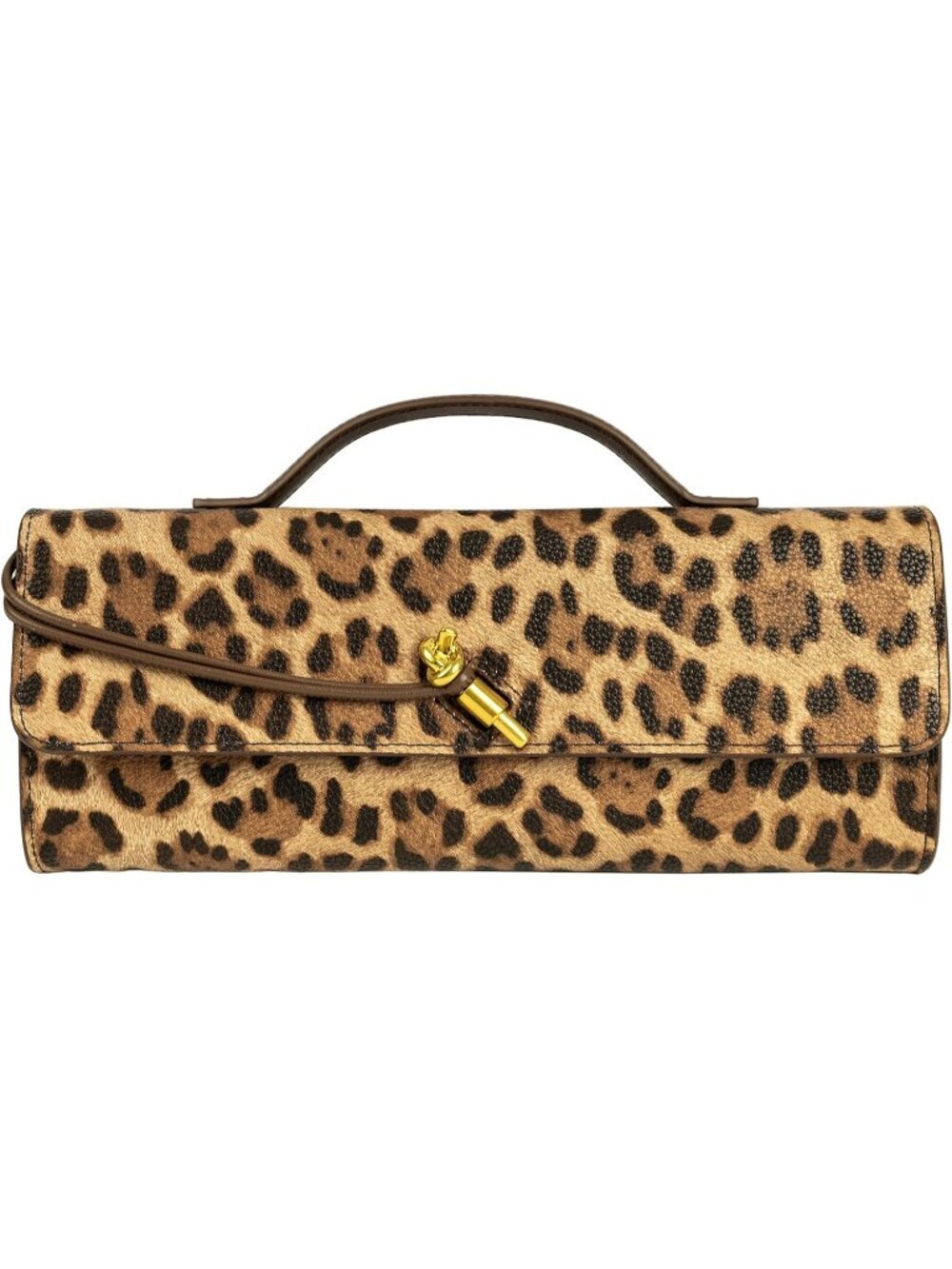 Womens Brown Leopard Leather Suede Clutch Purse Evening Crossbody Handbag